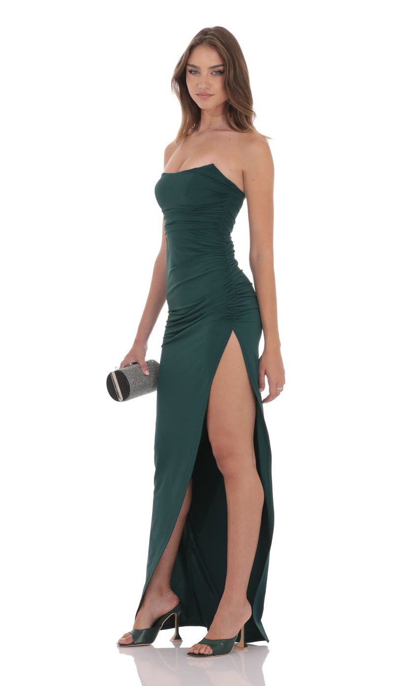 Corset Strapless Maxi Dress in Green