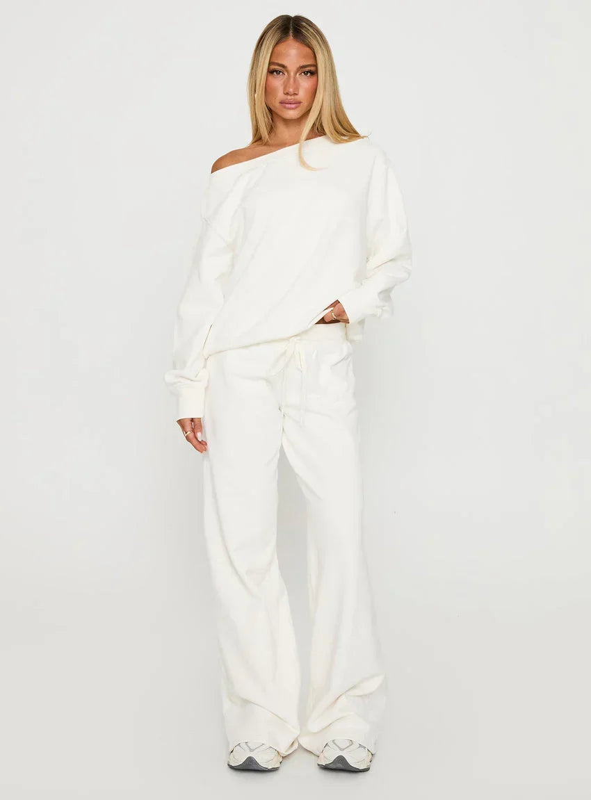 Wellness Off The Shoulder Jumper Washed White