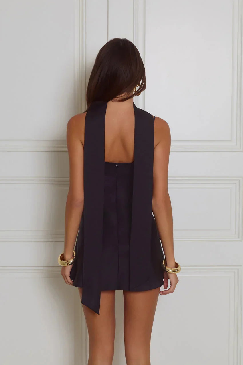 Diva Energy Satin Mini Dress Black