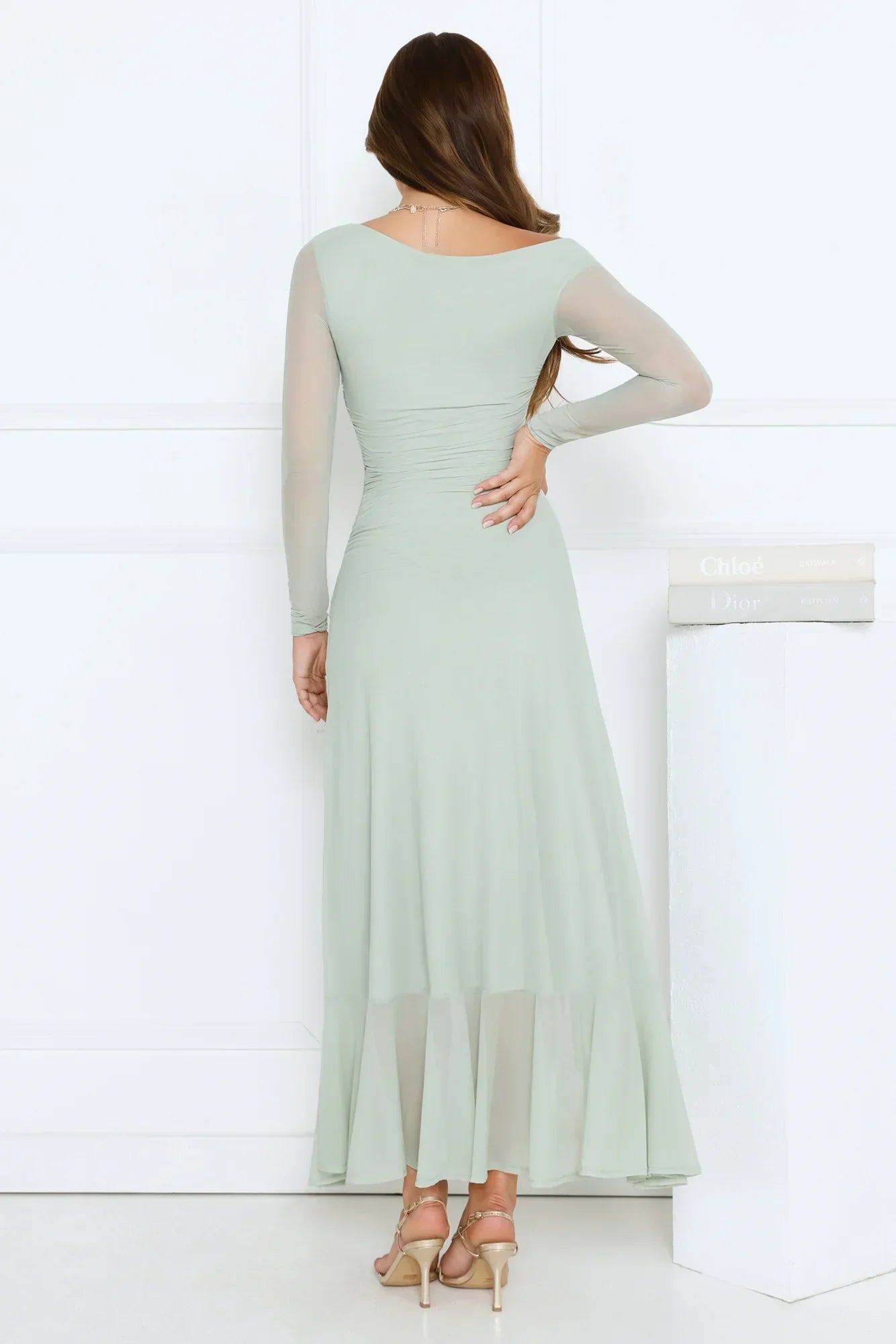 Darling At Dusk Long Sleeve Maxi Dress Sage