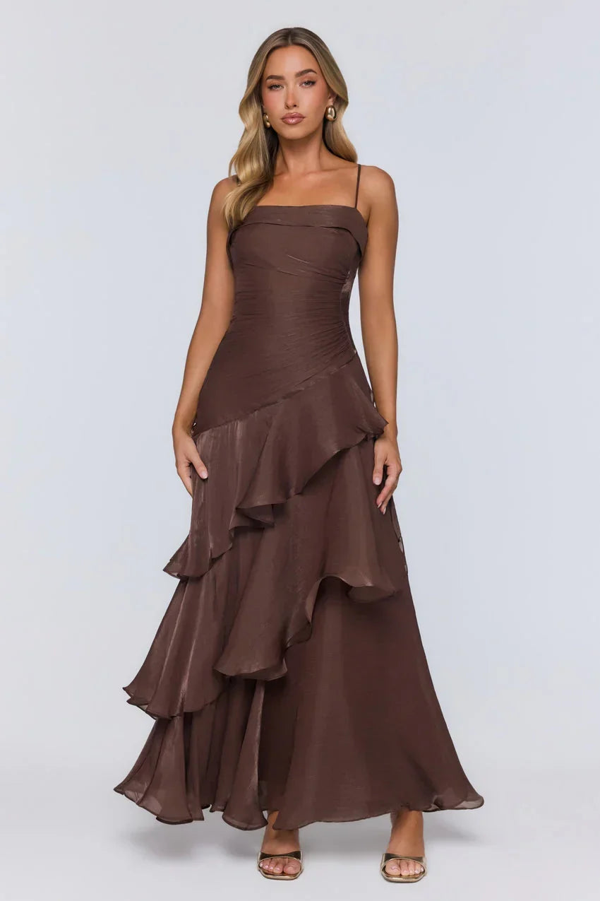 Peachy Glow Maxi Dress Brown