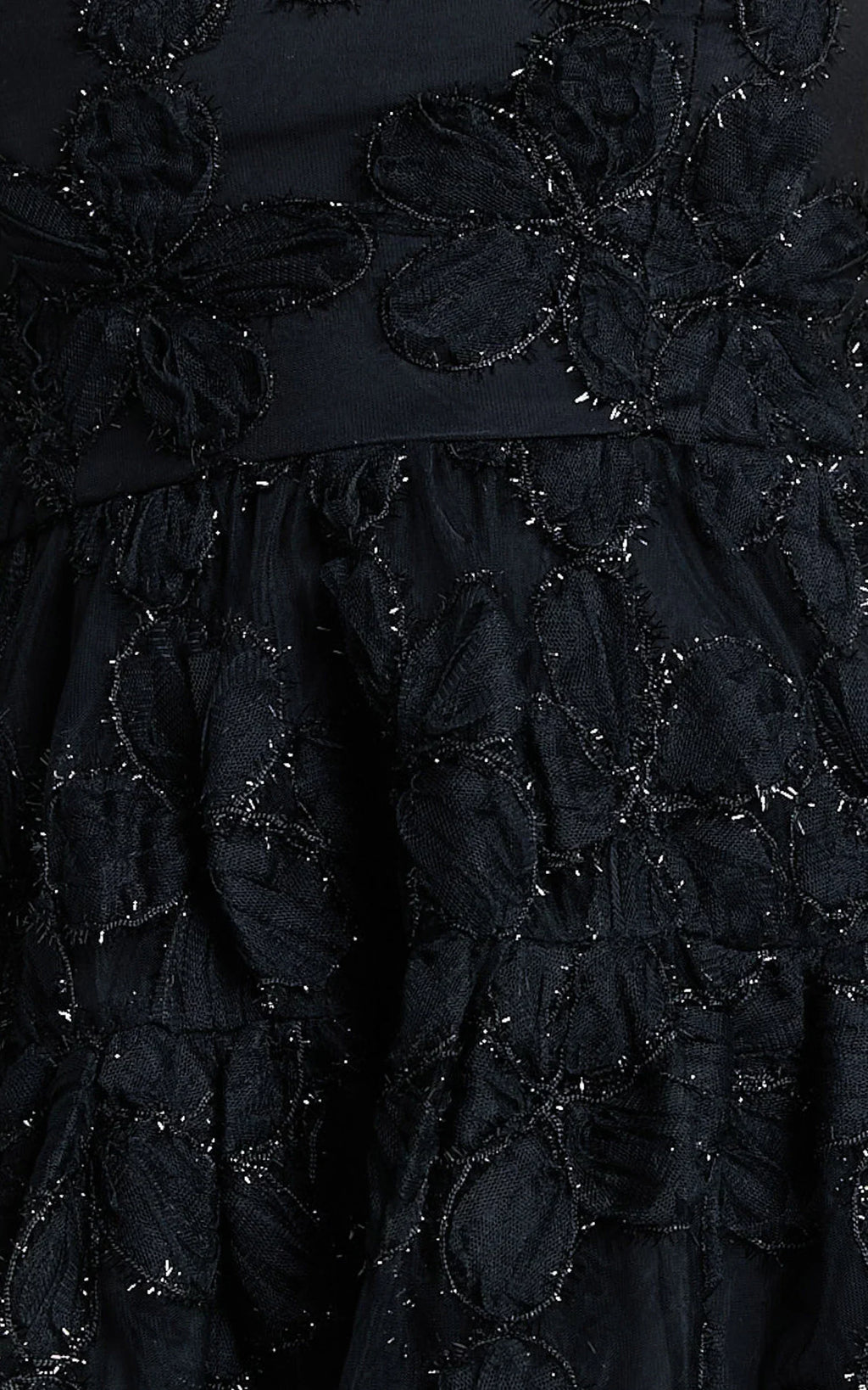 Marzy Mini Dress Strapless Floral Detail Lace Fit and Flare Dress in Black