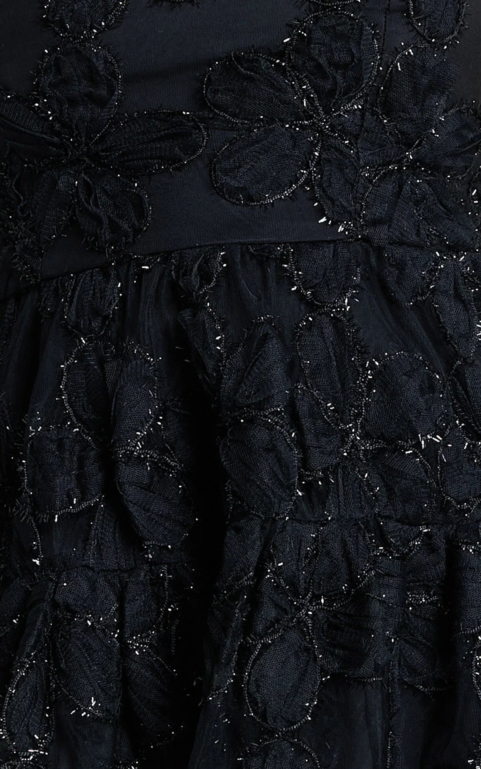 Marzy Mini Dress Strapless Floral Detail Lace Fit and Flare Dress in Black
