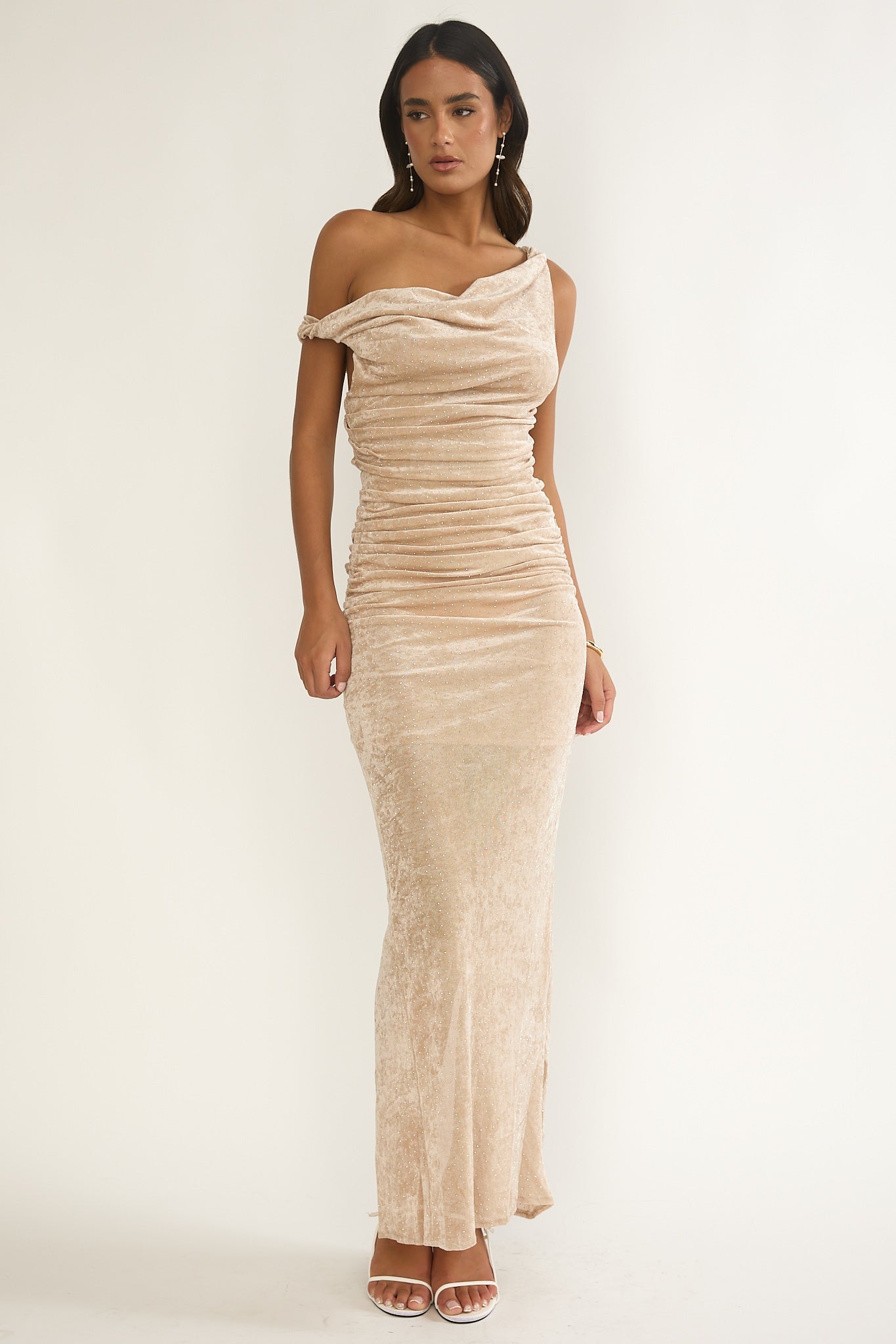 Callen Ruched Maxi Dress Champagne
