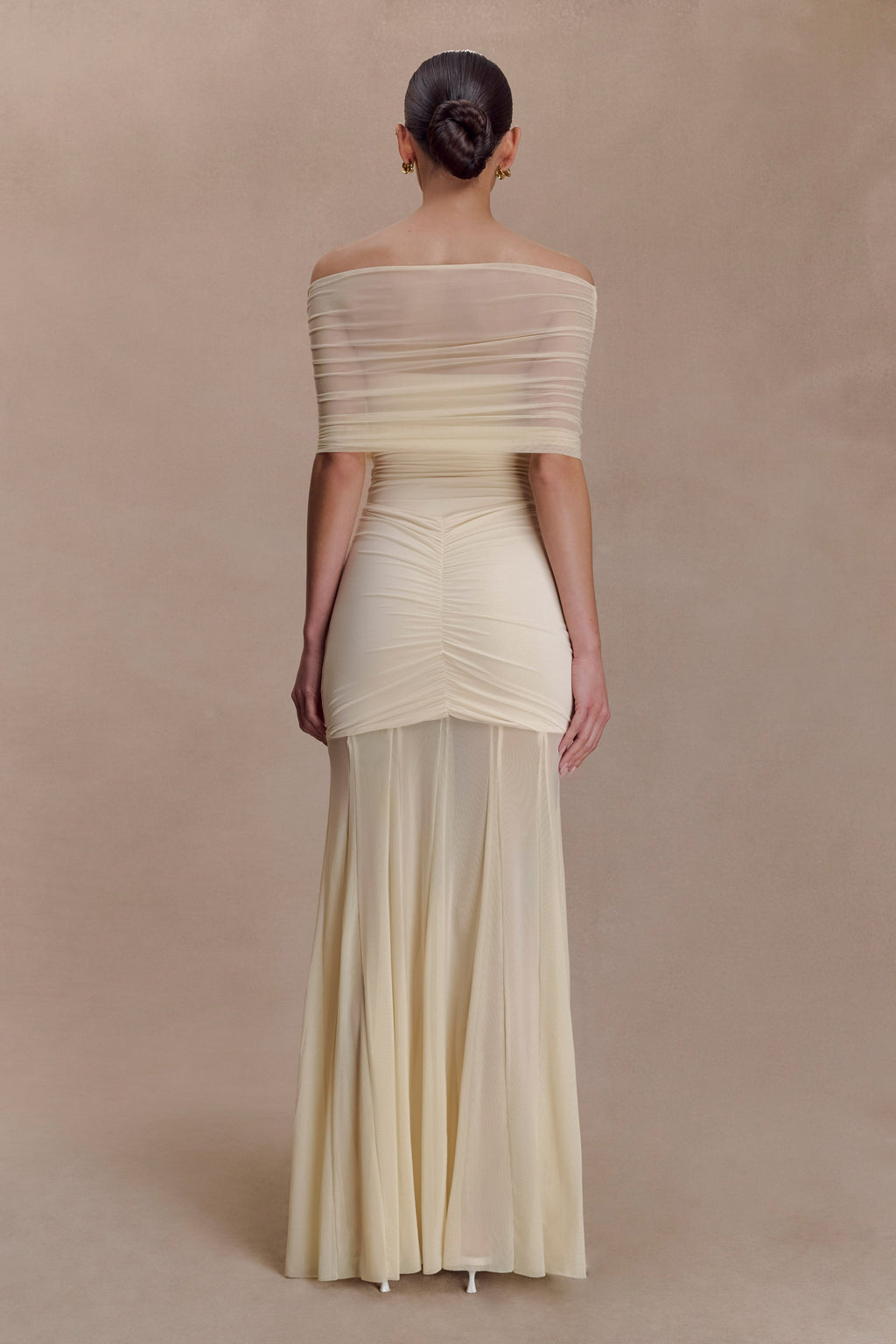 Caspian Off Shoulder Mesh Maxi Dress