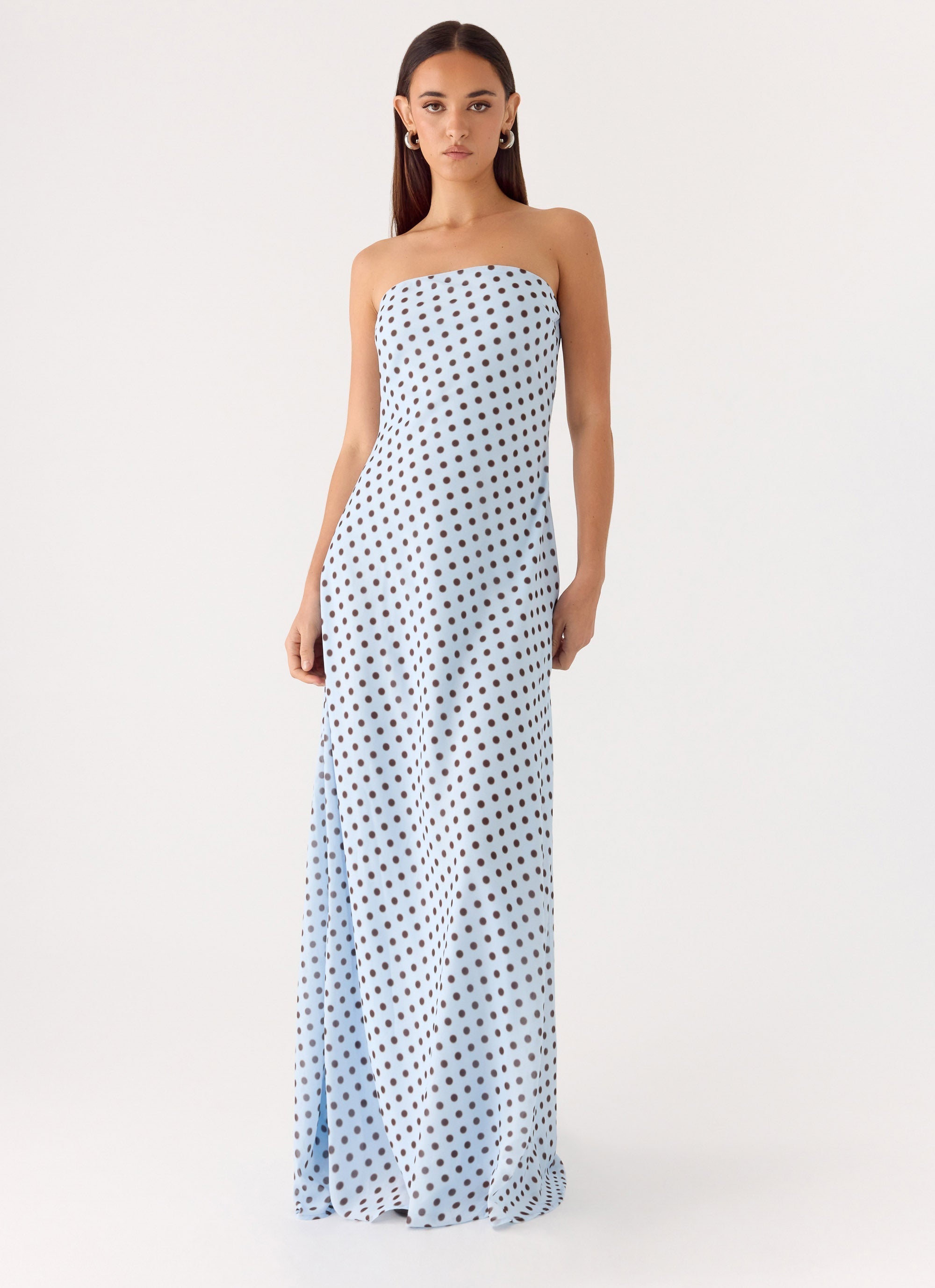Chaniva Maxi Dress Blue Mocha Dot