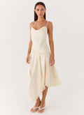 Cleosa Asymmetrical Midi Dress White
