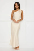 Night Of Distinction One Shoulder Satin Maxi Dress Champagne
