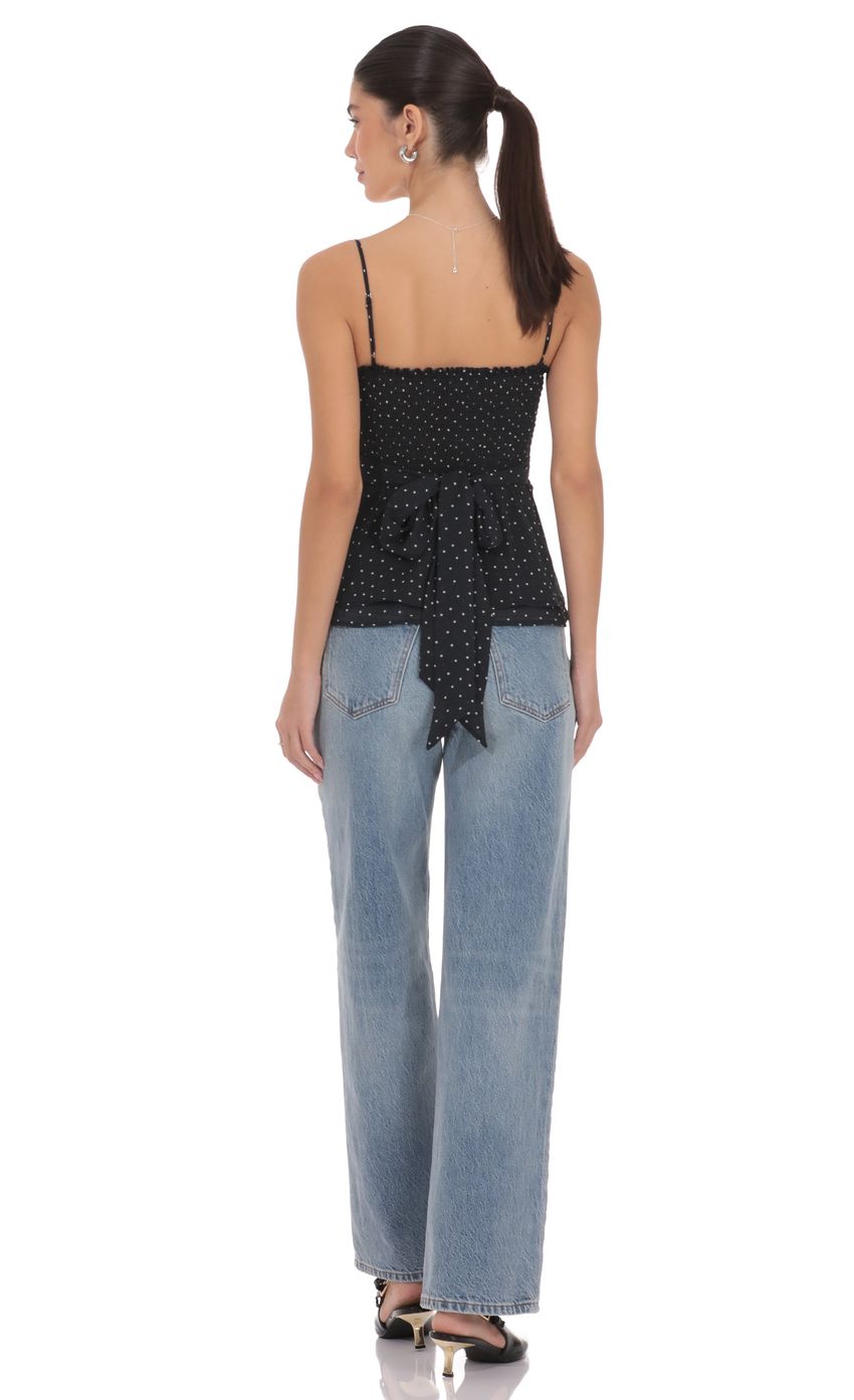 Polka Dot Peplum Top in Black