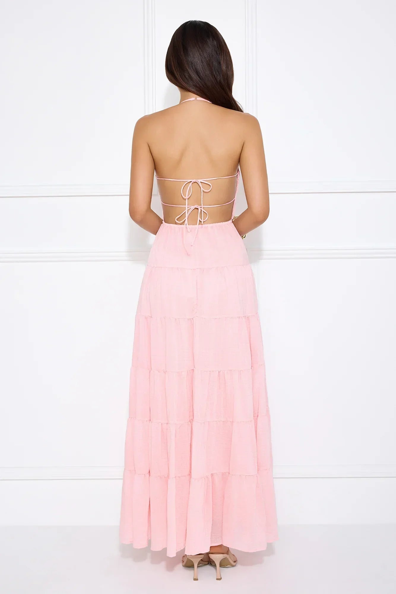 Make Up Halter Maxi Dress Pink