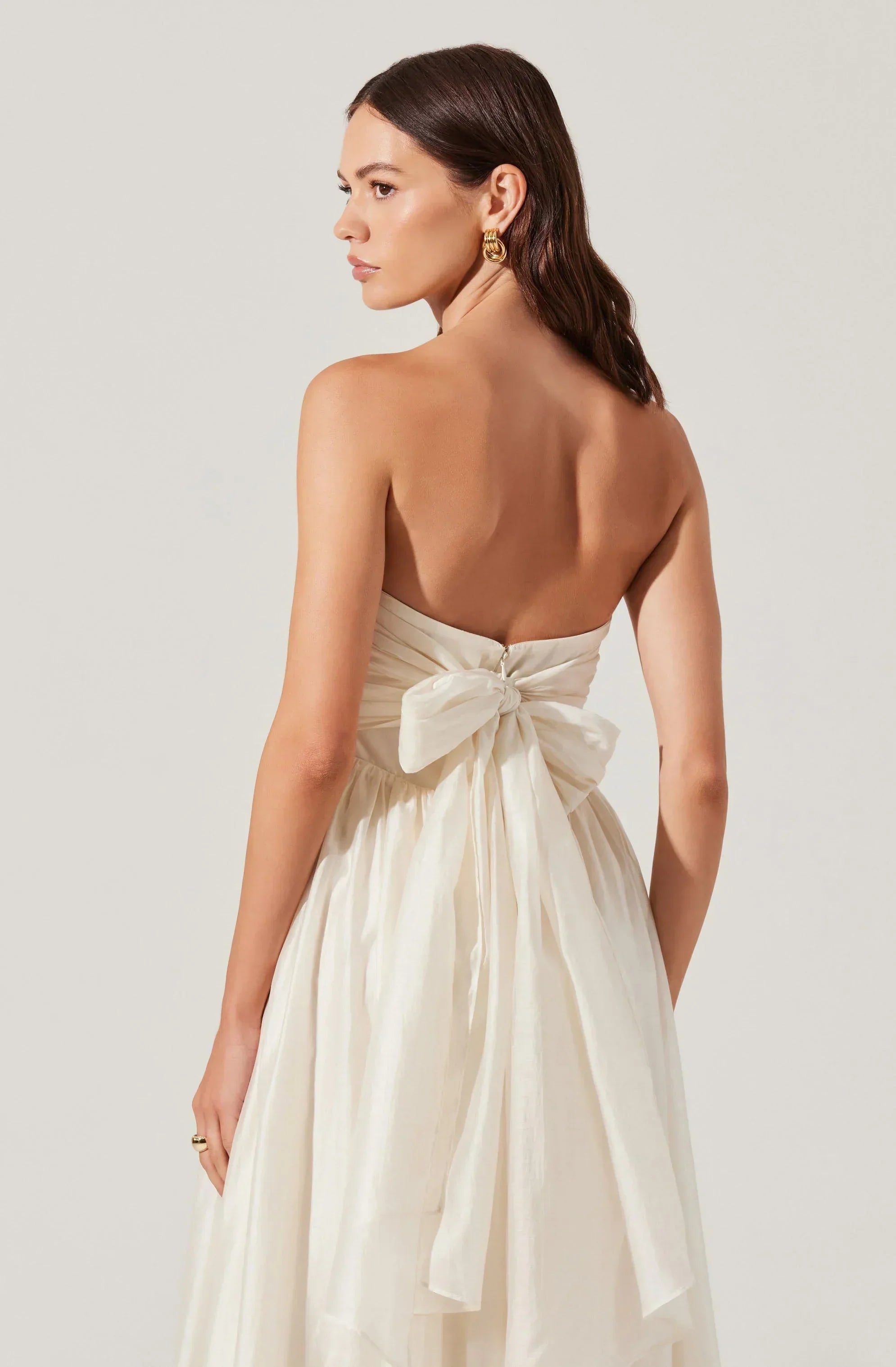 Aneesha Strapless Pleated Midi Dress