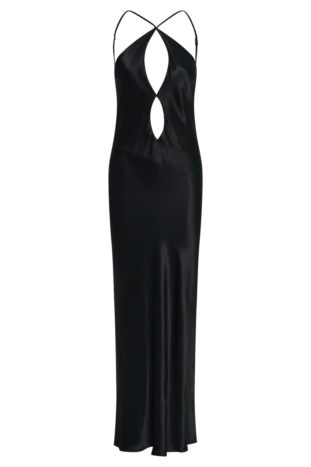 Lucia Satin Cut Out Maxi Dress - Black