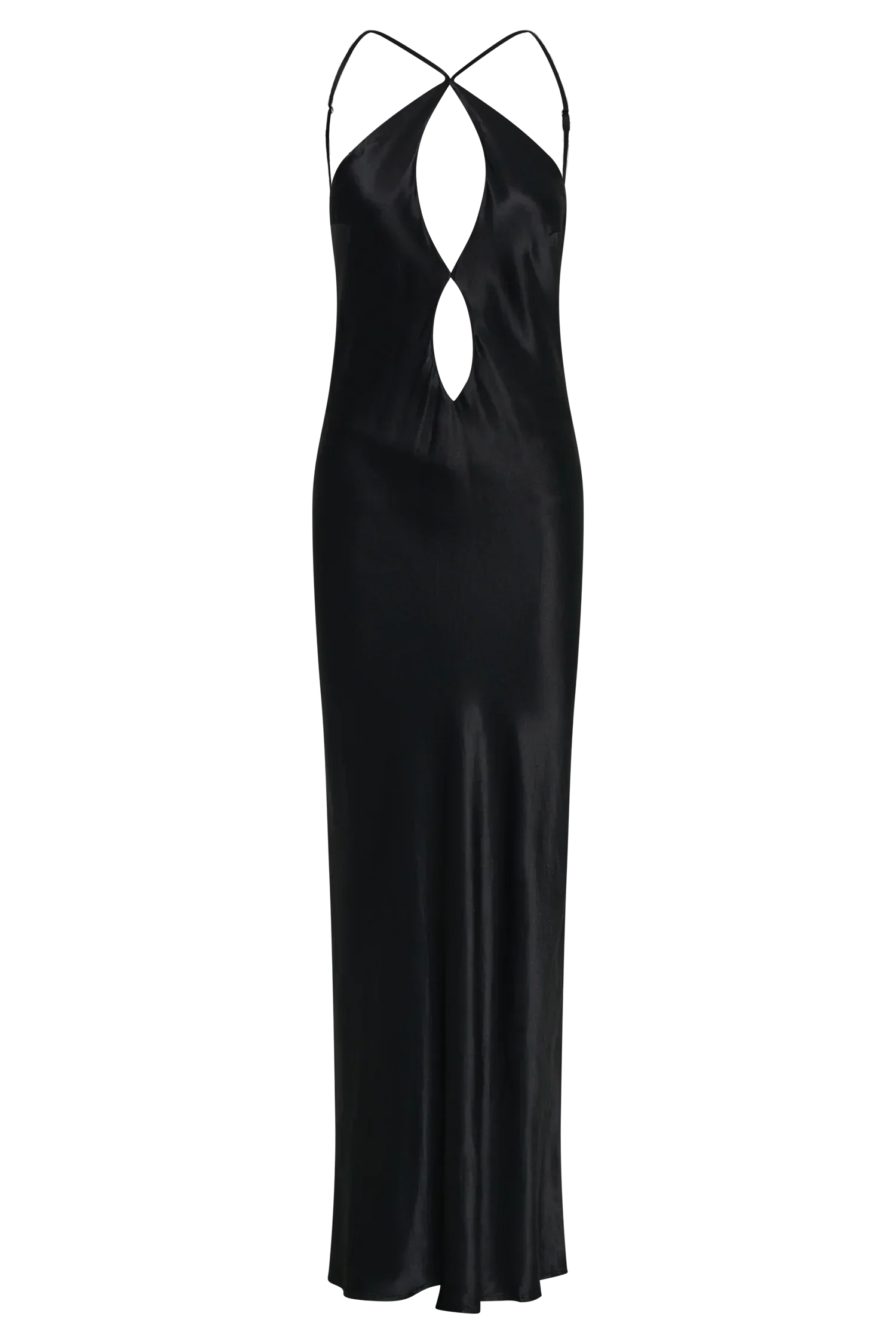 Lucia Satin Cut Out Maxi Dress - Black