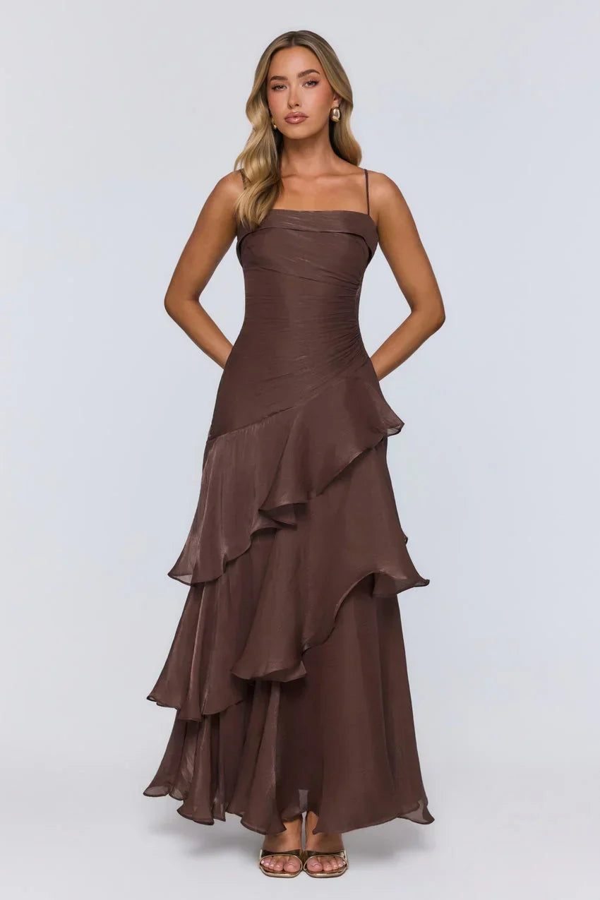 Peachy Glow Maxi Dress Brown