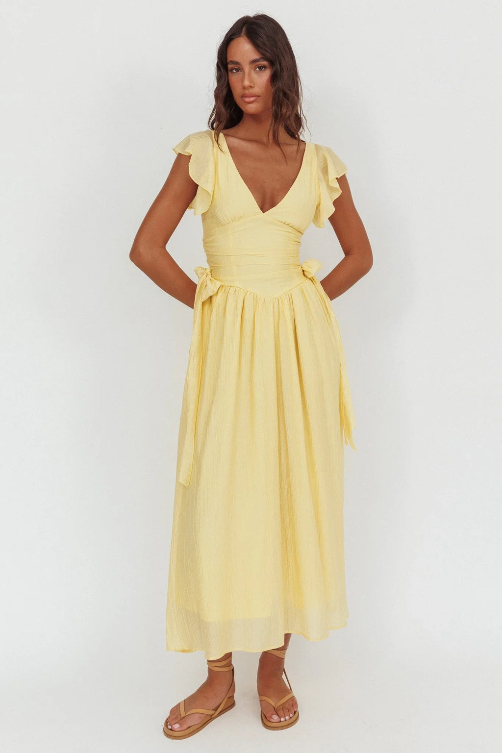 Elsewhere Waist Bows Maxi Dress Banana