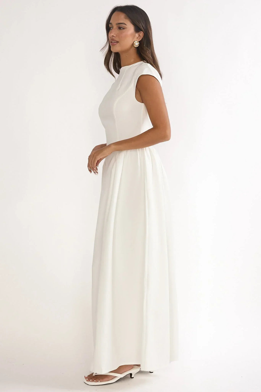 Lynnie Cap Sleeve Maxi Dress Cream