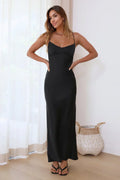 It'S Giving Style Satin Maxi Dress Black