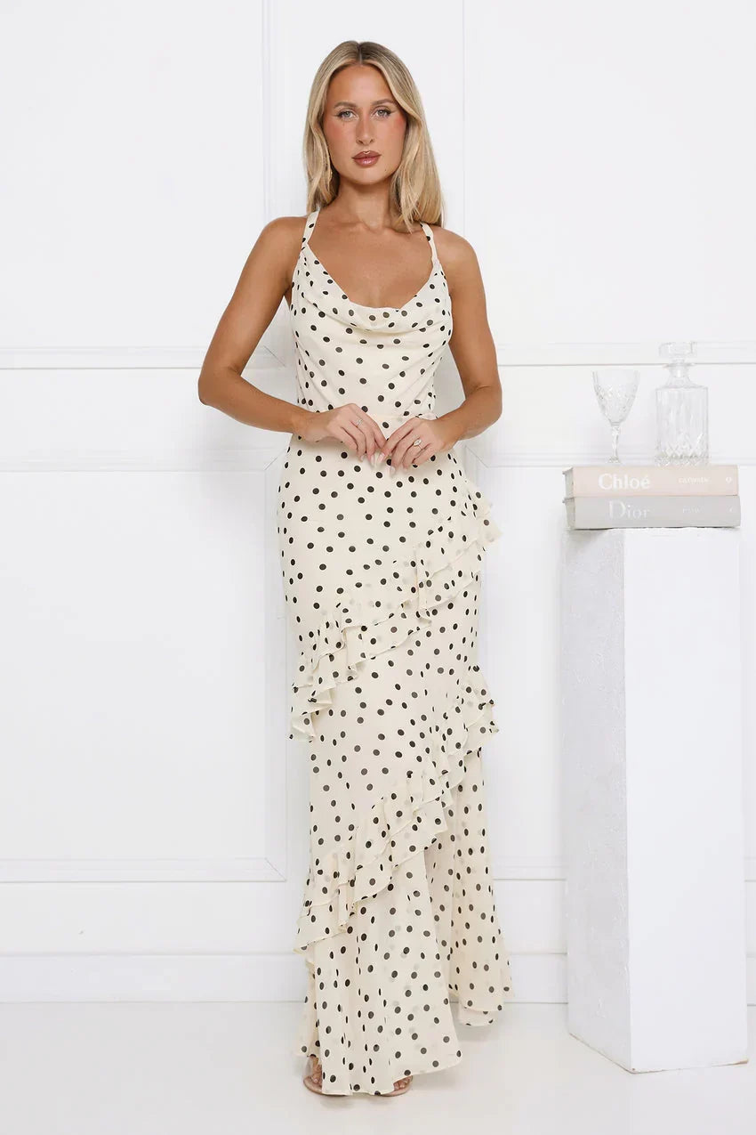 Trends To Come Polka Dot Maxi Dress Cream