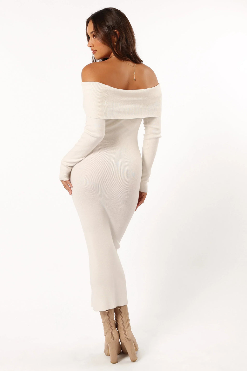 Archie Off the Shoulder Midi Dress - White