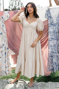 Poppy Midi Dress | Natural + Off White