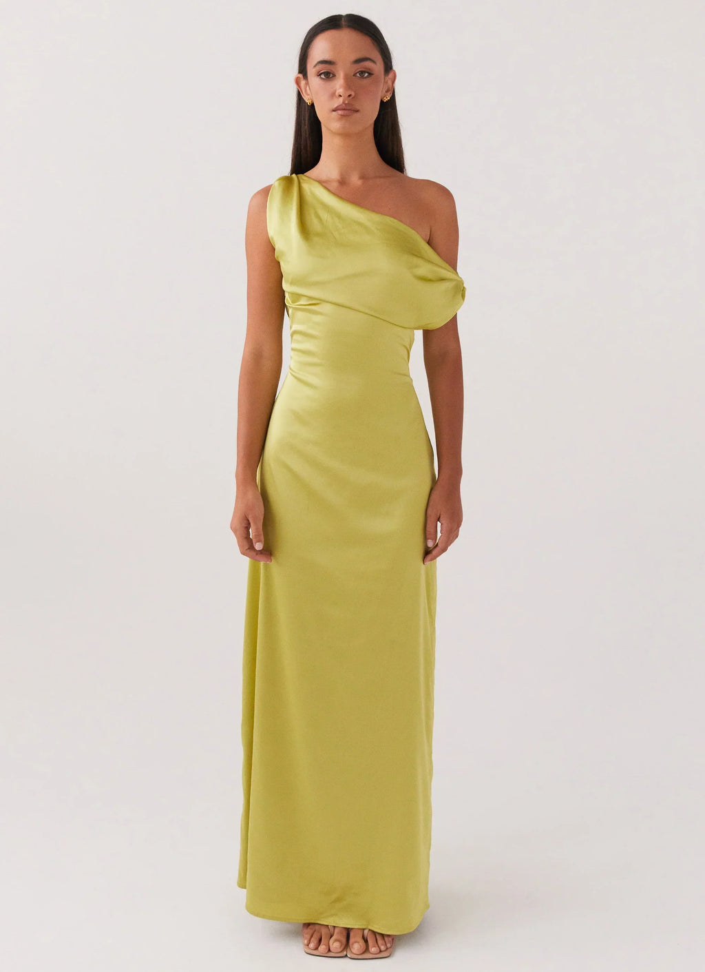 Heart Of Glass Satin Maxi Dress - Chartreuse