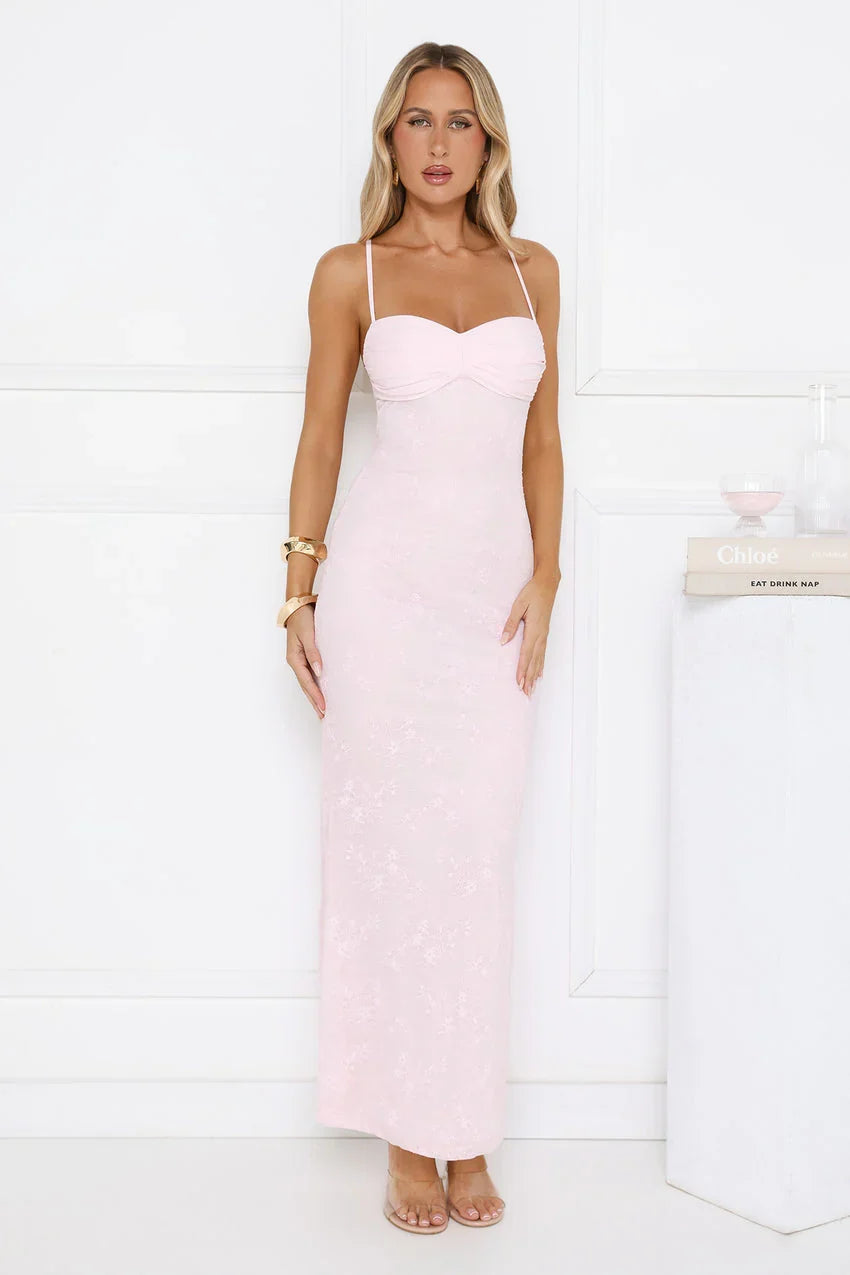 Love Bitten Lace Maxi Dress Pink