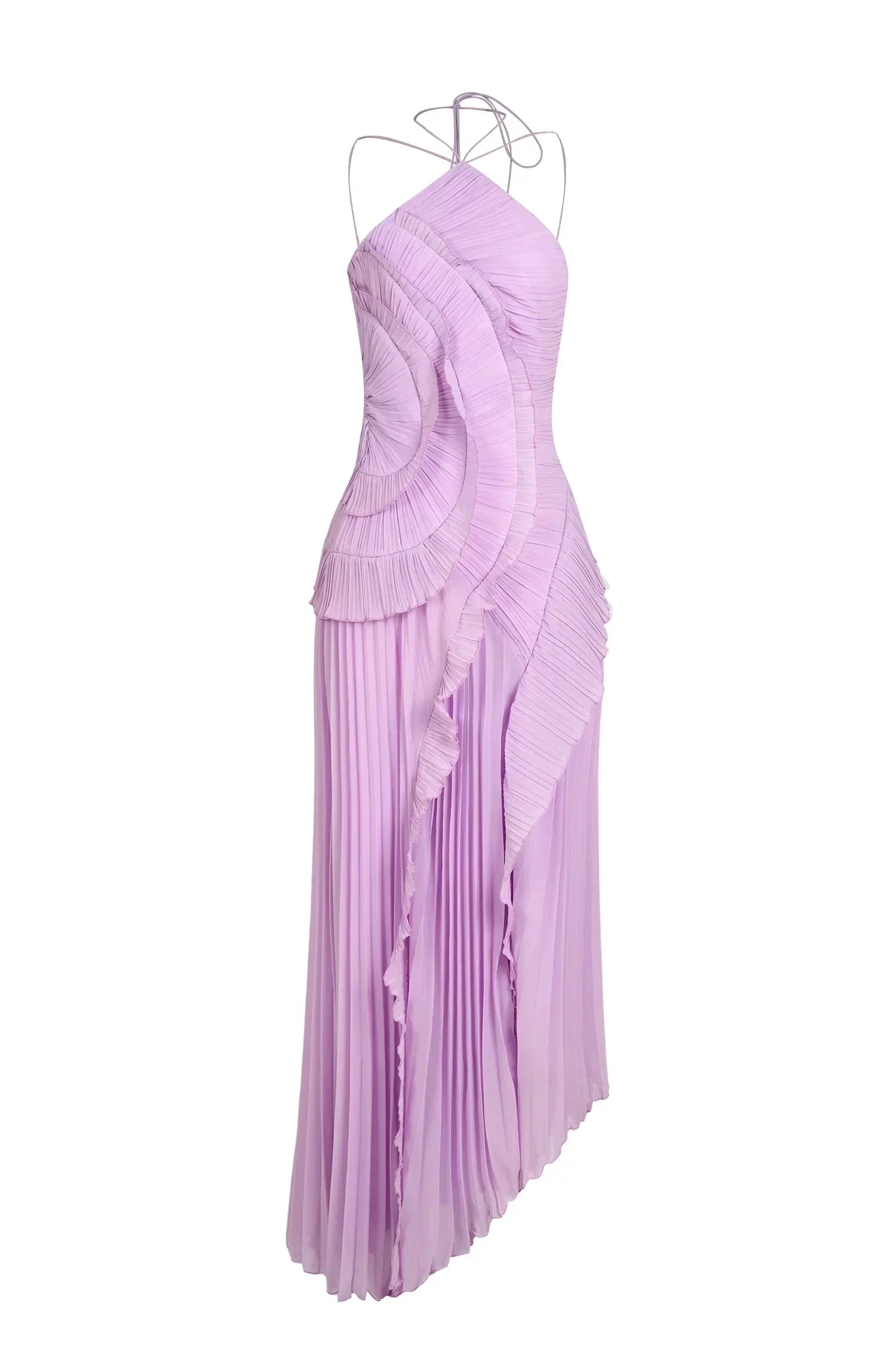 Eliza Pleated Ruffled Maxi Dress