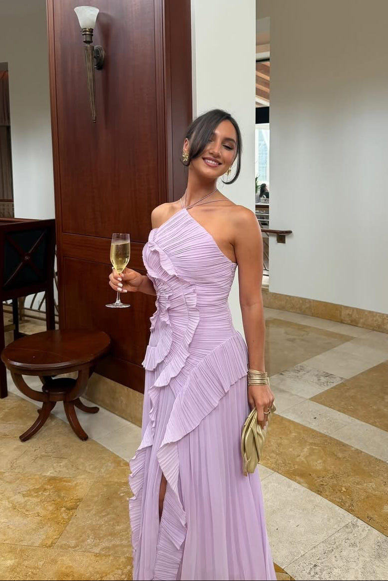Eliza Pleated Ruffled Maxi Dress