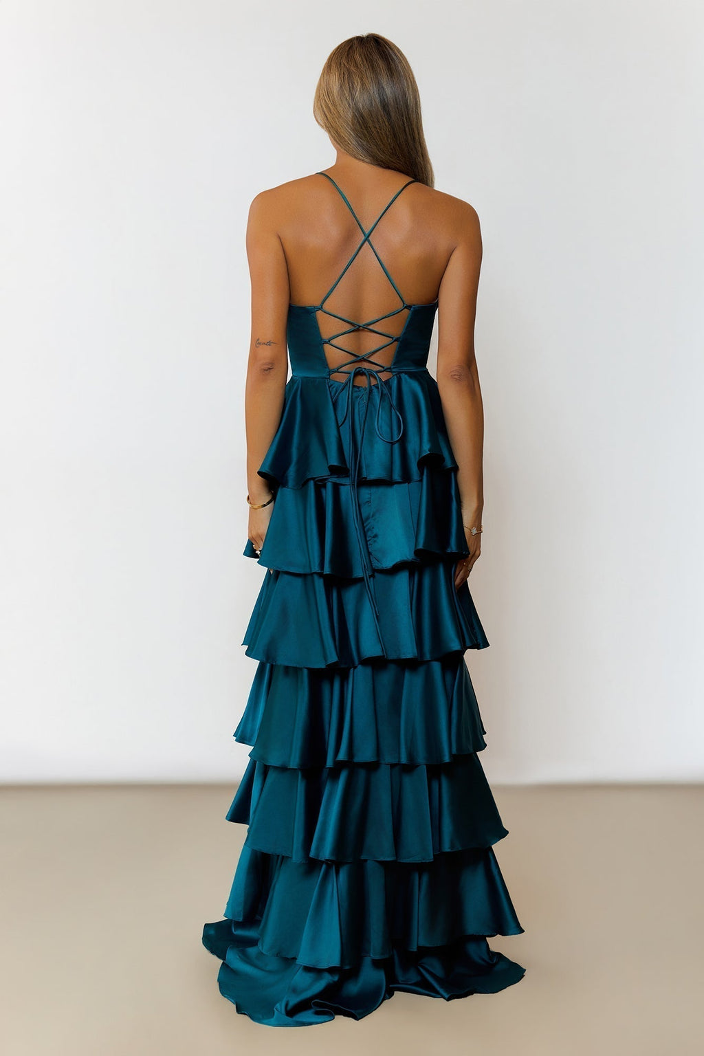 Emerald Satin Maxi Dress
