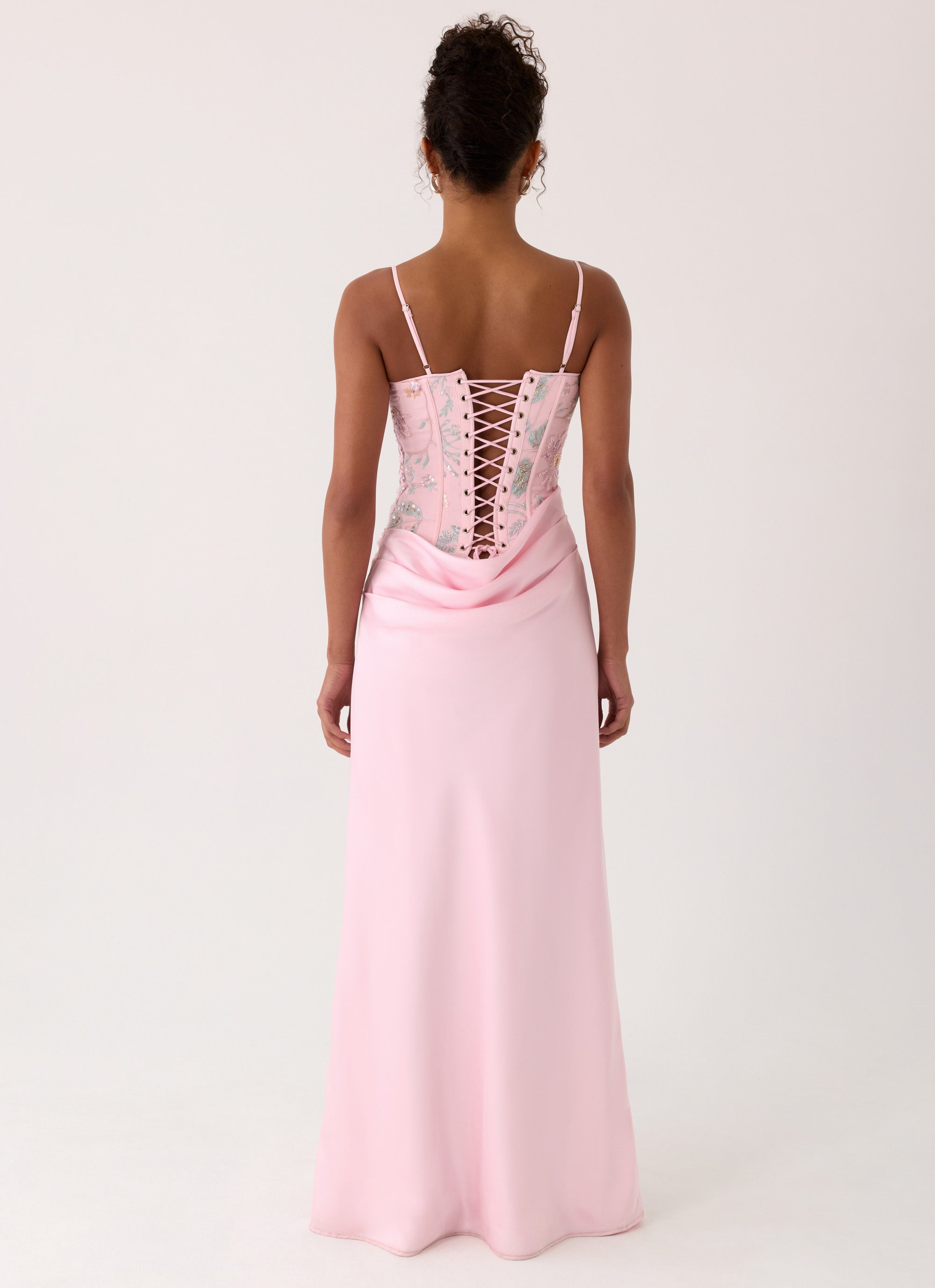 Euphoric Beaded Maxi Dress Pink