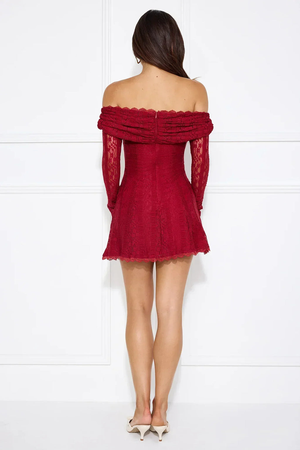 Secret Smile Lace Off Shoulder Mini Dress