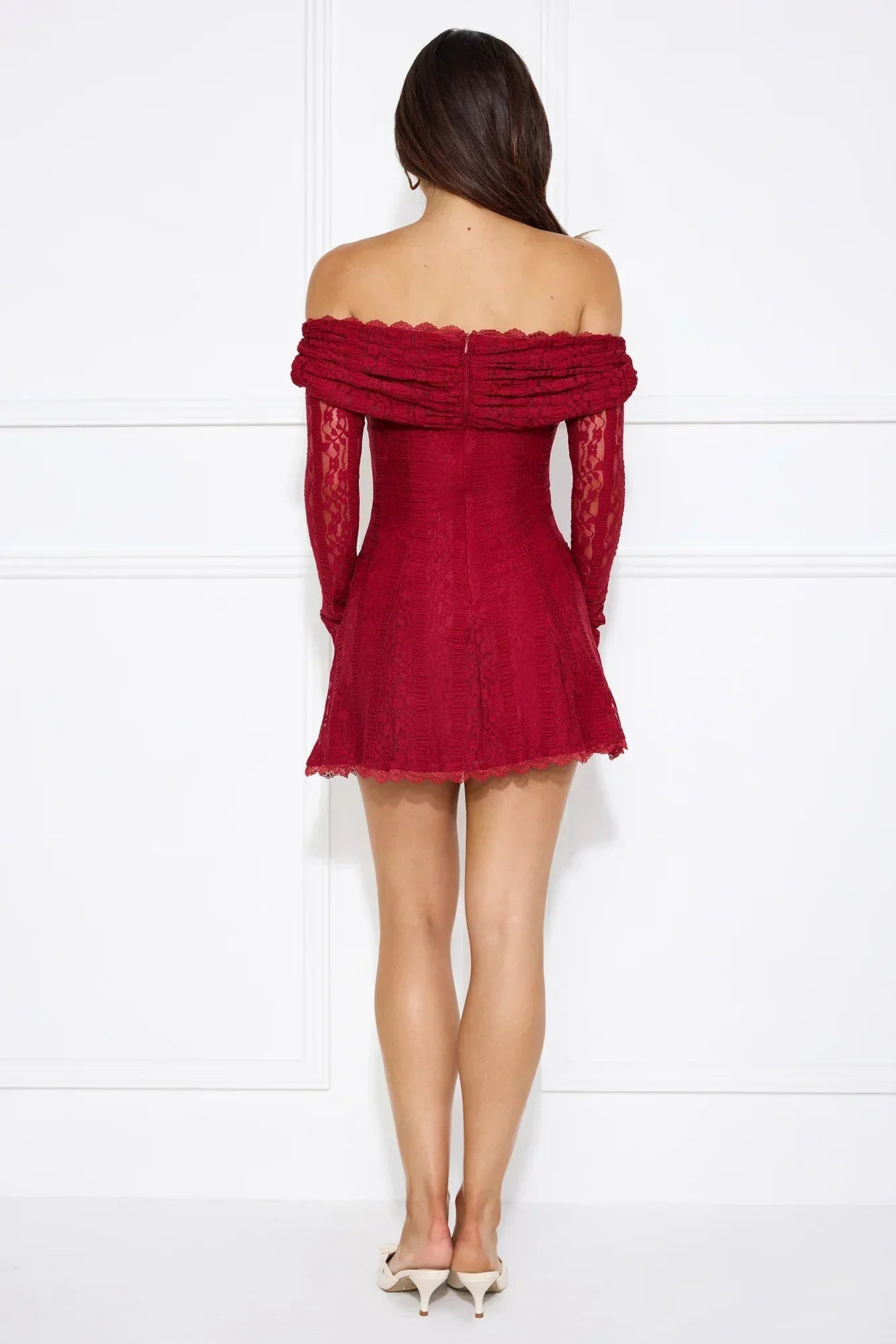 Secret Smile Lace Off Shoulder Mini Dress