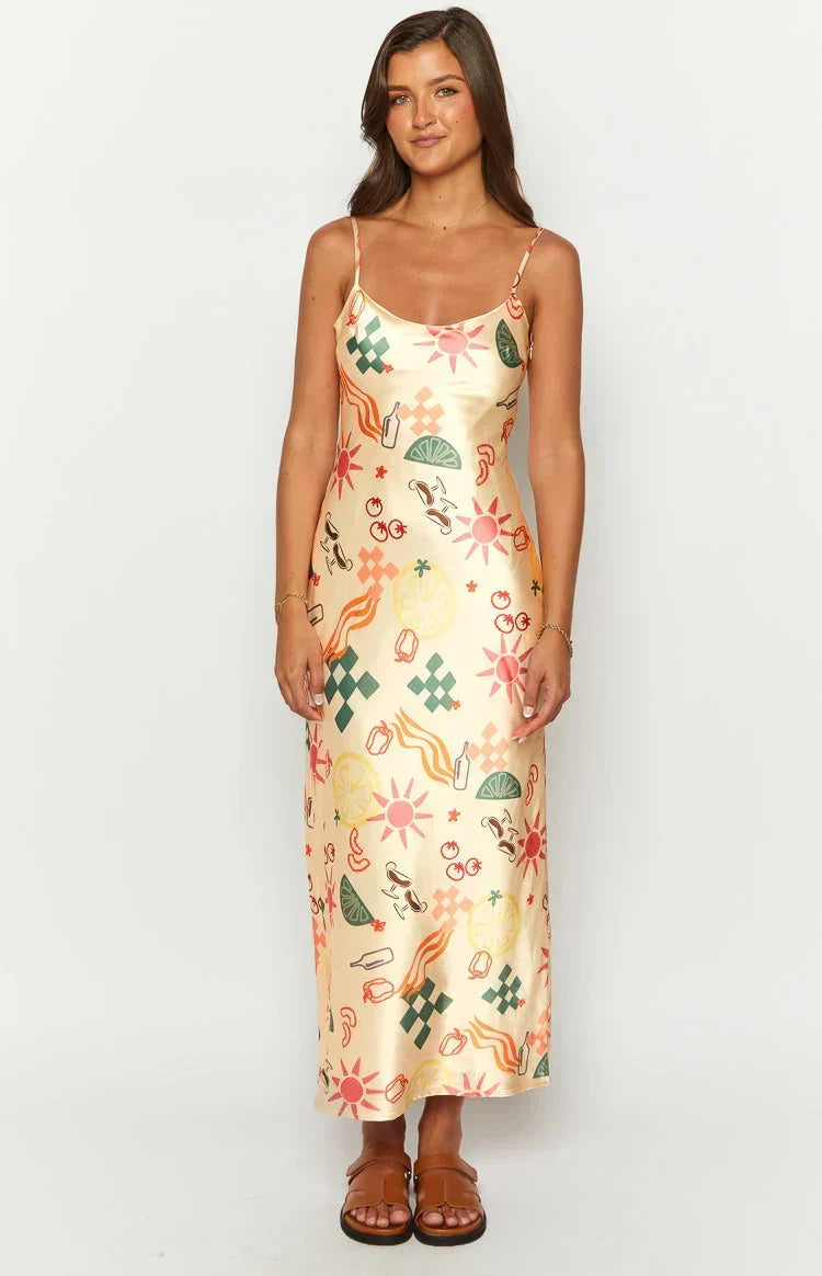 Renesmee Golden Escape Yellow Print Maxi Dress