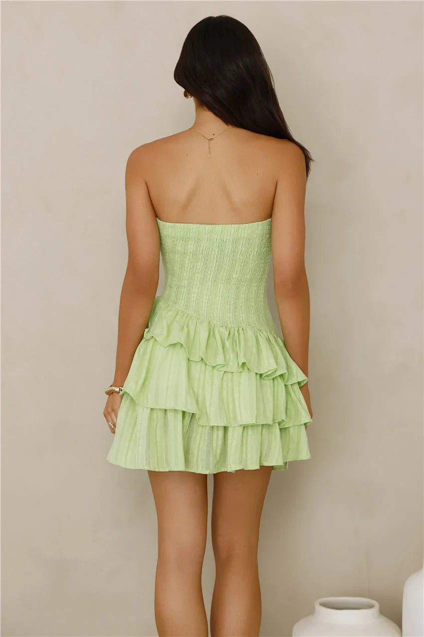 Run This Night Strapless Mini Dress Lime