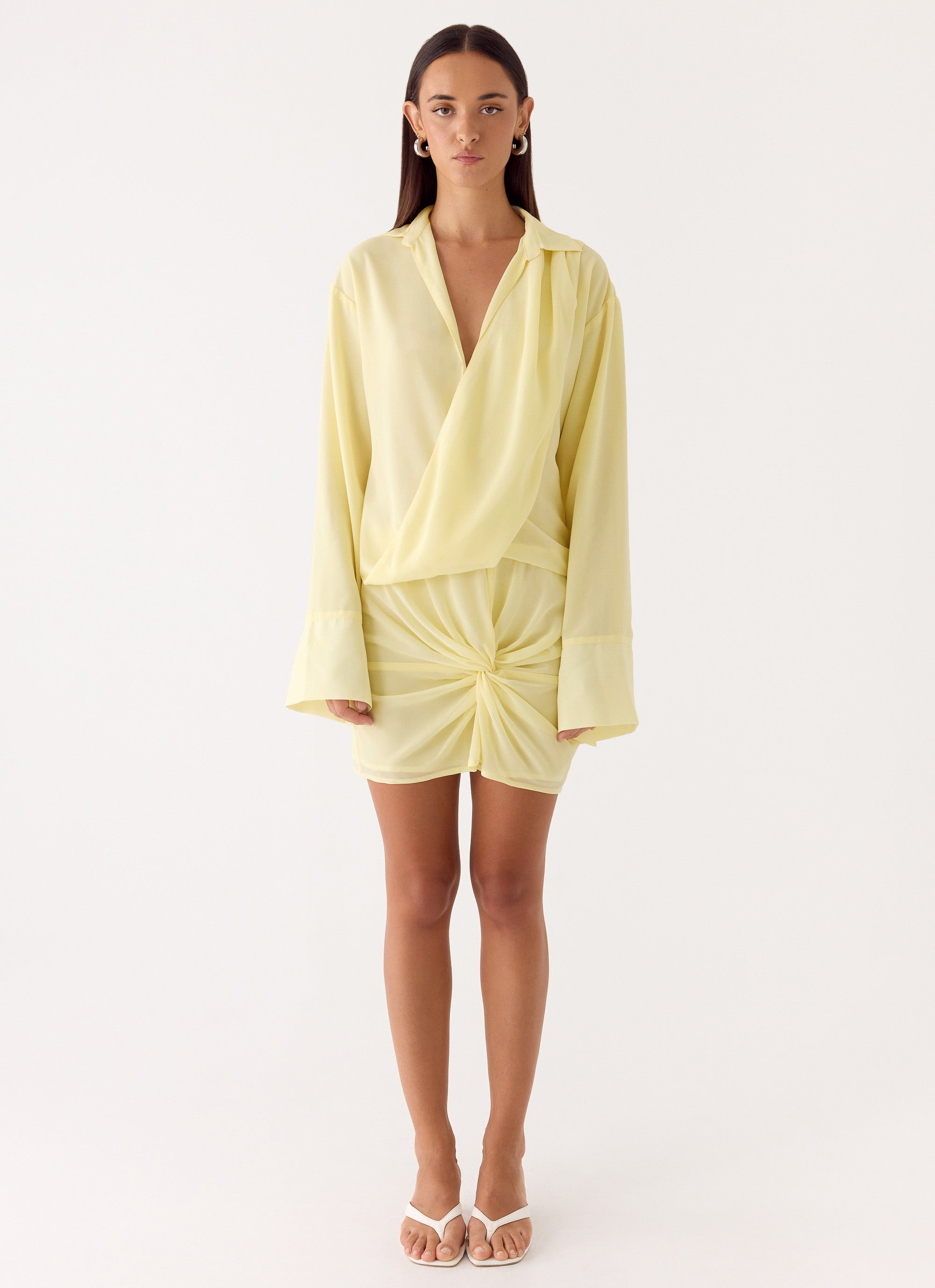 Ferretti Shirt Mini Dress Pale Yellow