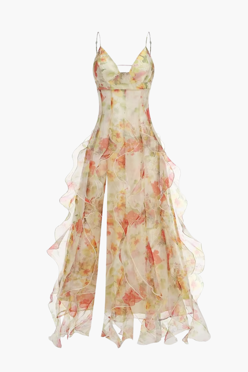 Floral Print Ruffled Maxi Dress