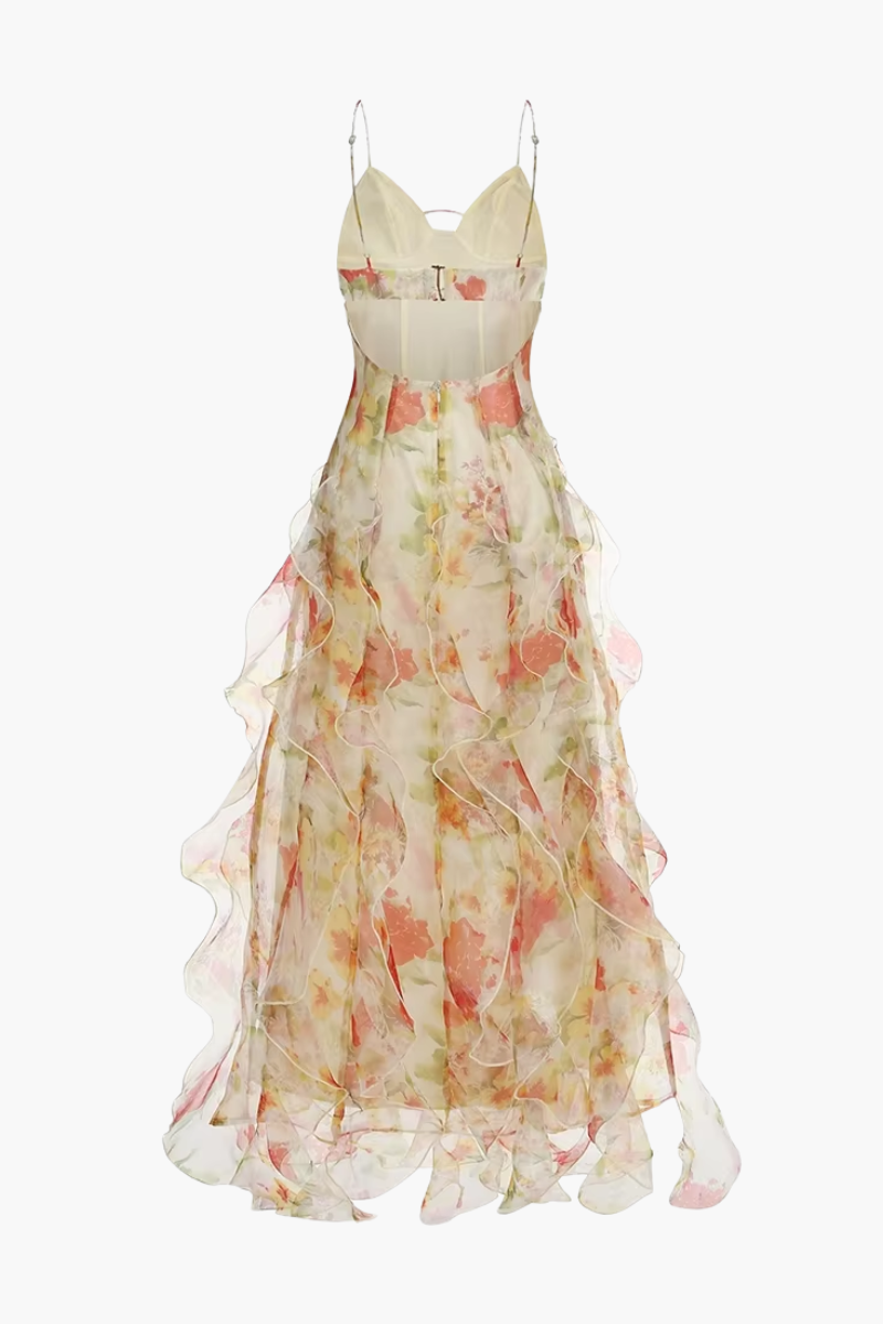 Floral Print Ruffled Maxi Dress