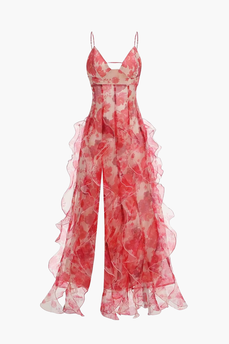 Floral Print Ruffled Maxi Dress
