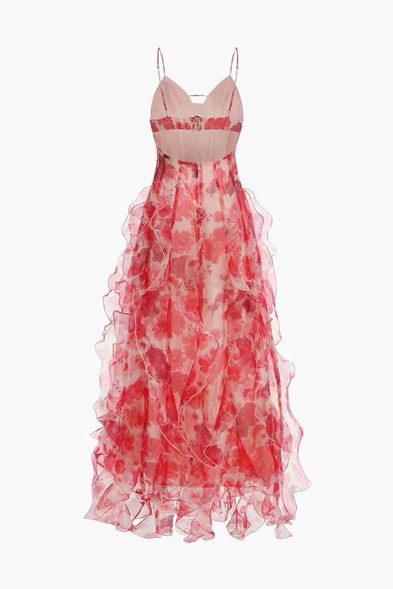 Floral Print Ruffled Maxi Dress