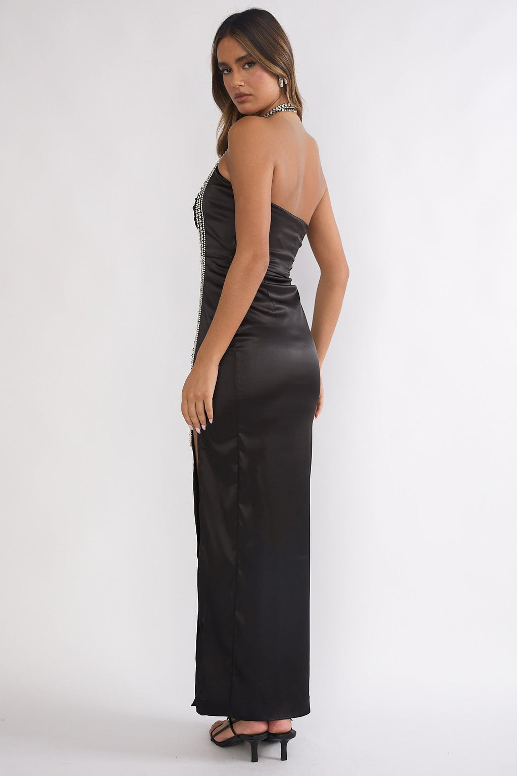 Glitterati Halter Maxi Dress Black