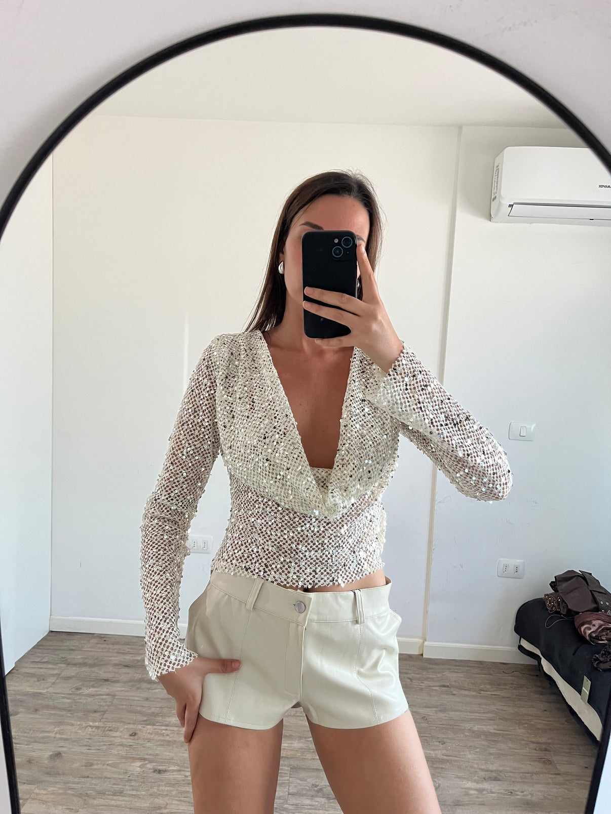 Grace Open-Back Sequin Crop Top