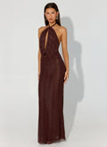 Haylan Sparkle Mesh Maxi Dress Chocolate