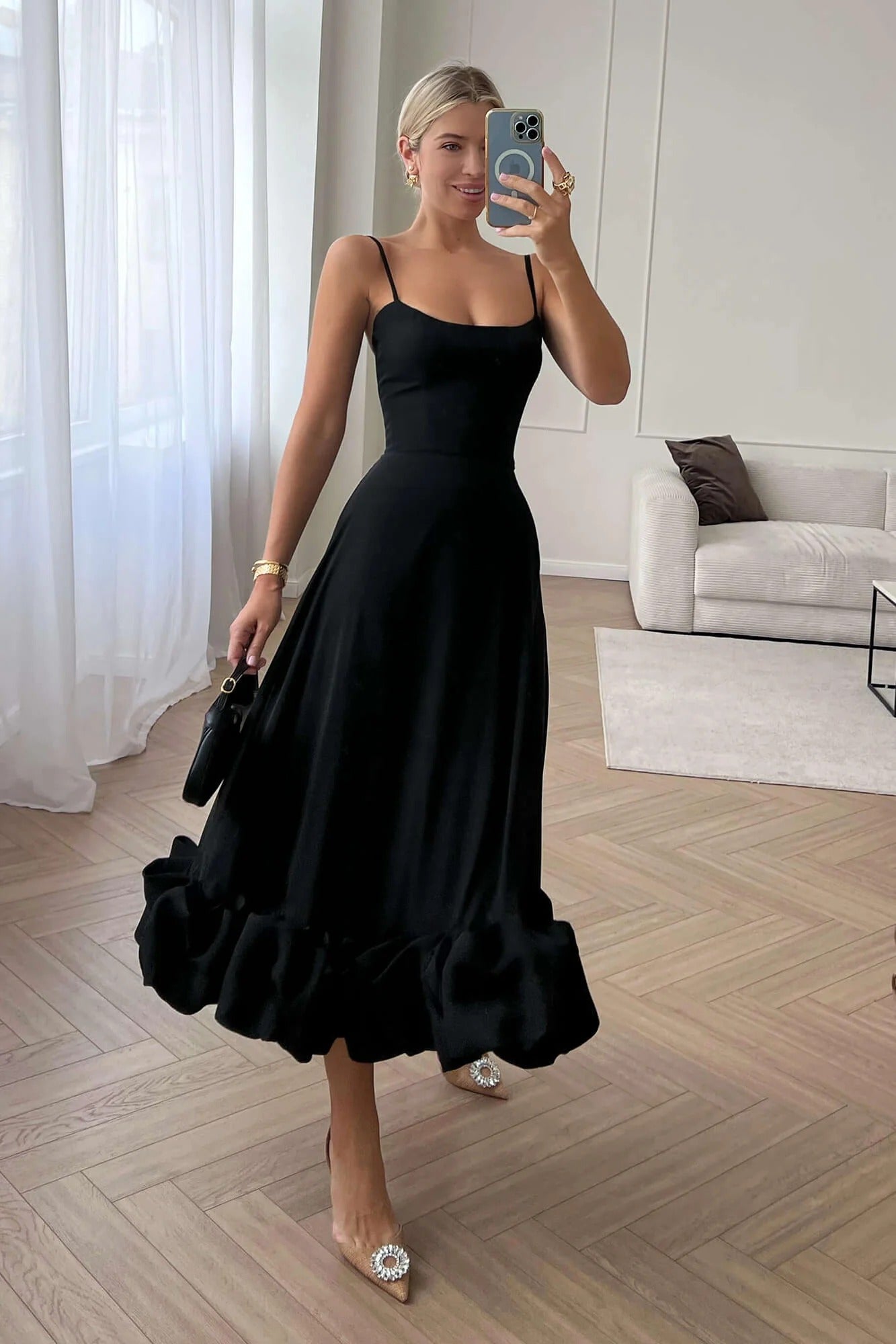 Heather Sleeveless Twirl Midi Dress