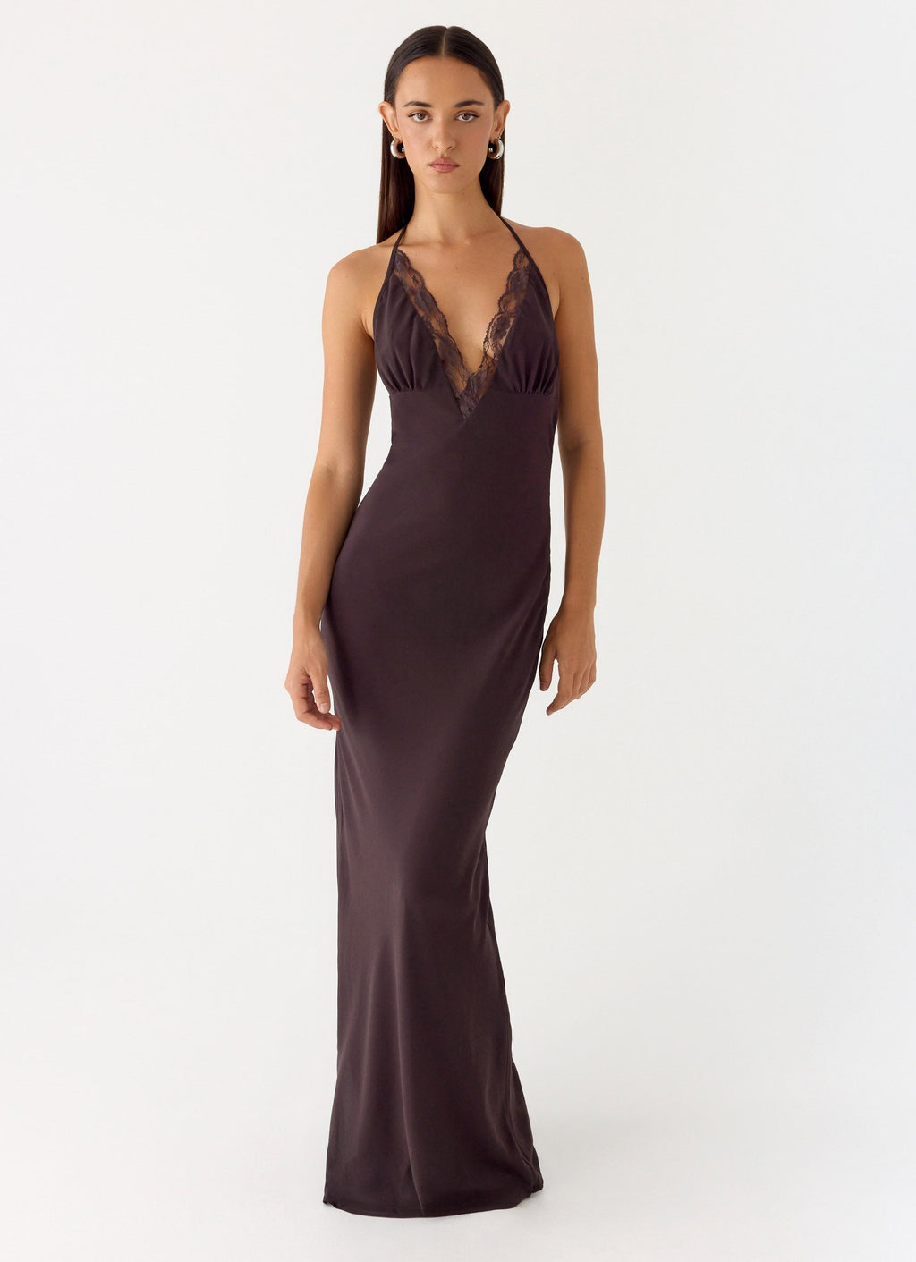 Indya Halter Maxi Dress Chocolate