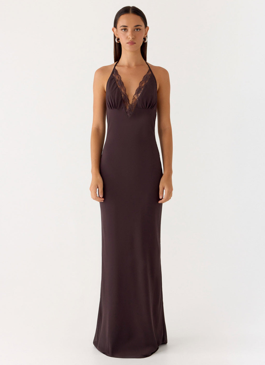 Indya Halter Maxi Dress Chocolate