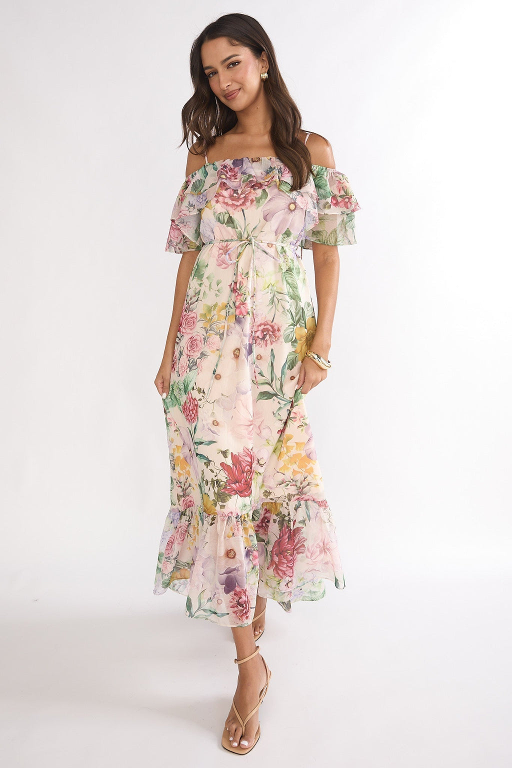 Ivelle Ruffle Maxi Dress Floral
