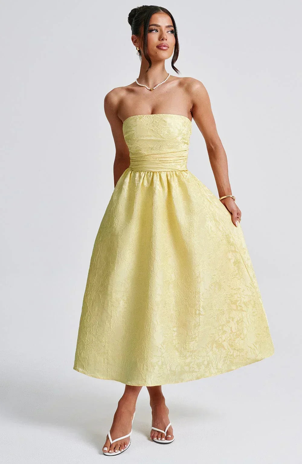 Jacquard Tube Top Midi Dress