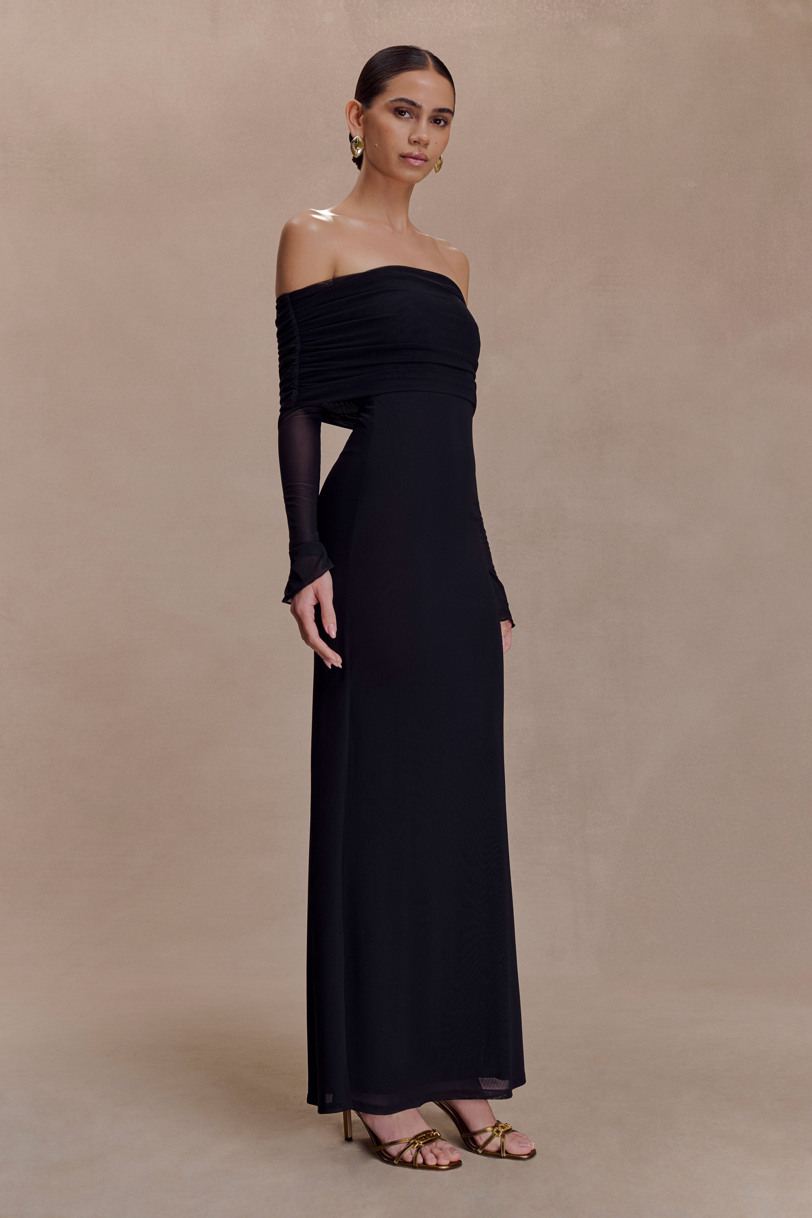 Josie Off Shoulder Mesh Maxi Dress