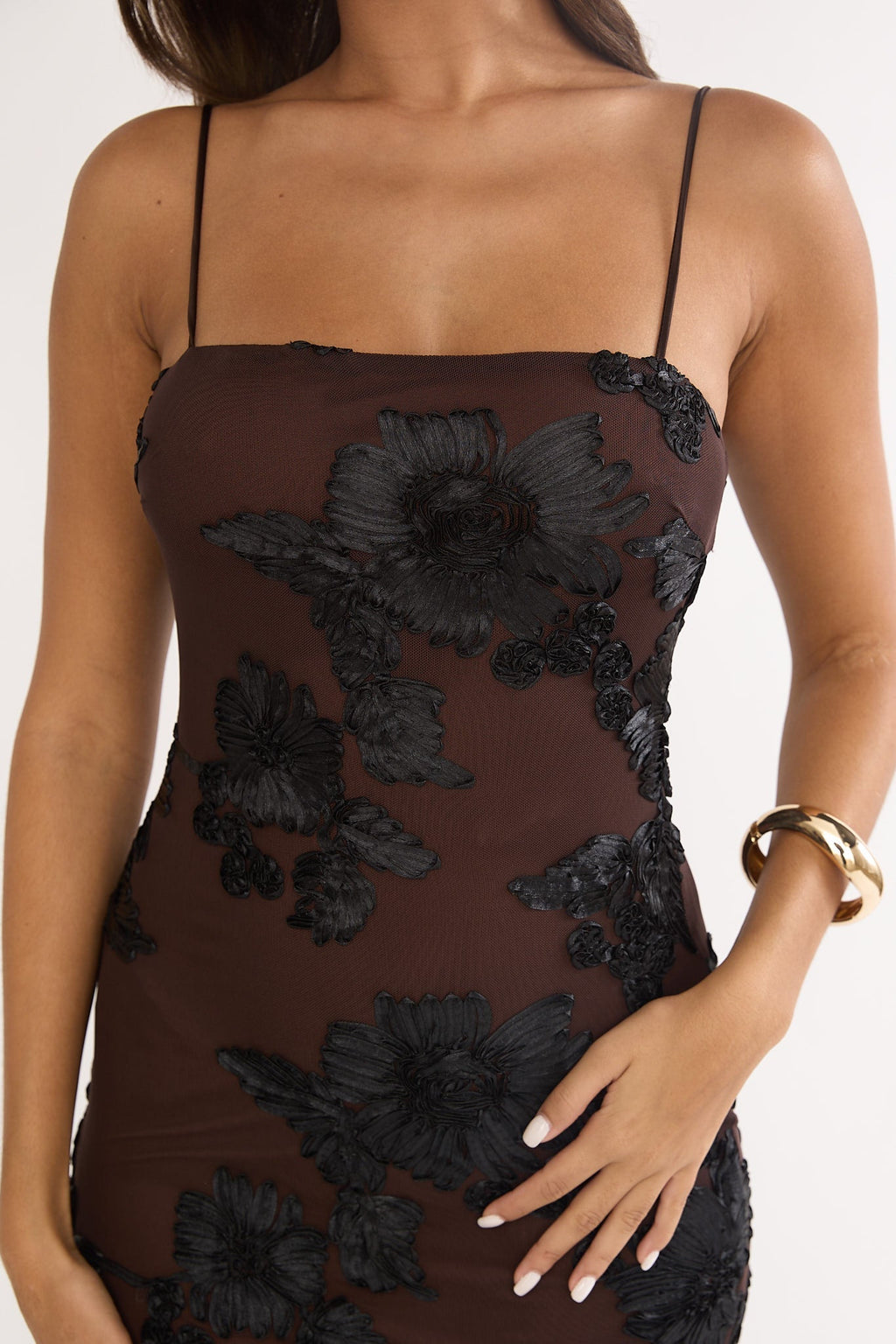 Kaela Embellished Maxi Dress Chocolate