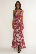 Kamilah Ruffle Maxi Dress Floral Red